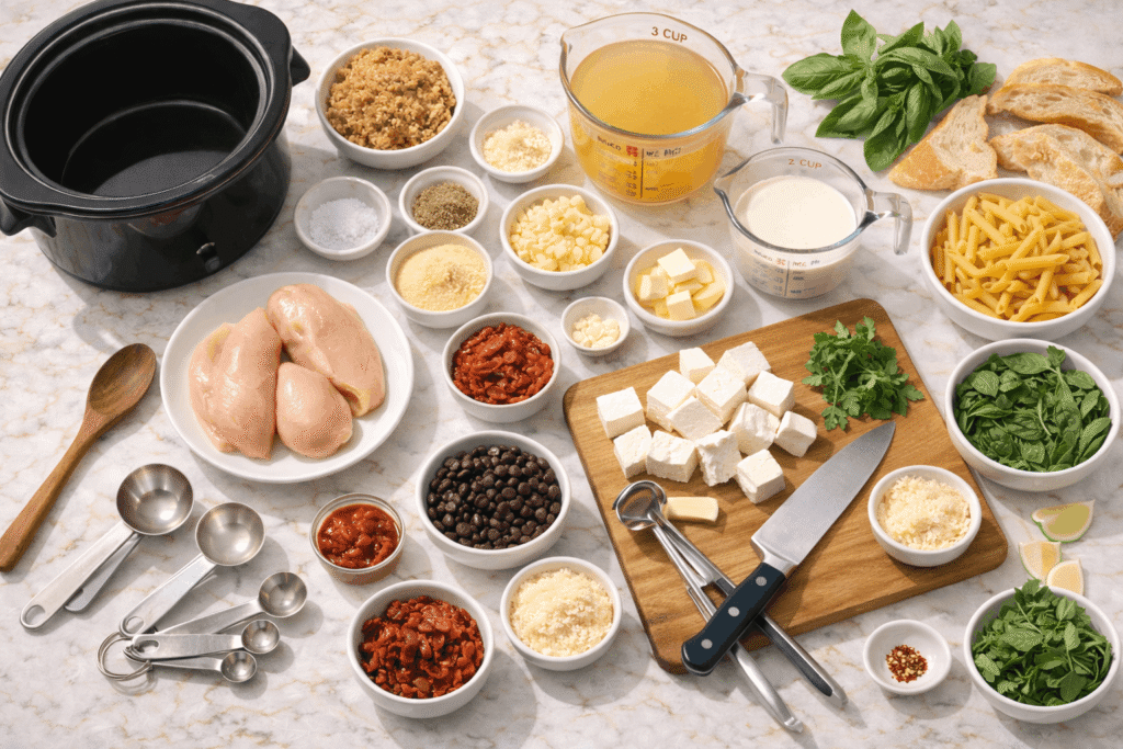 Slow Cooker Creamy Tuscan Chicken Pasta