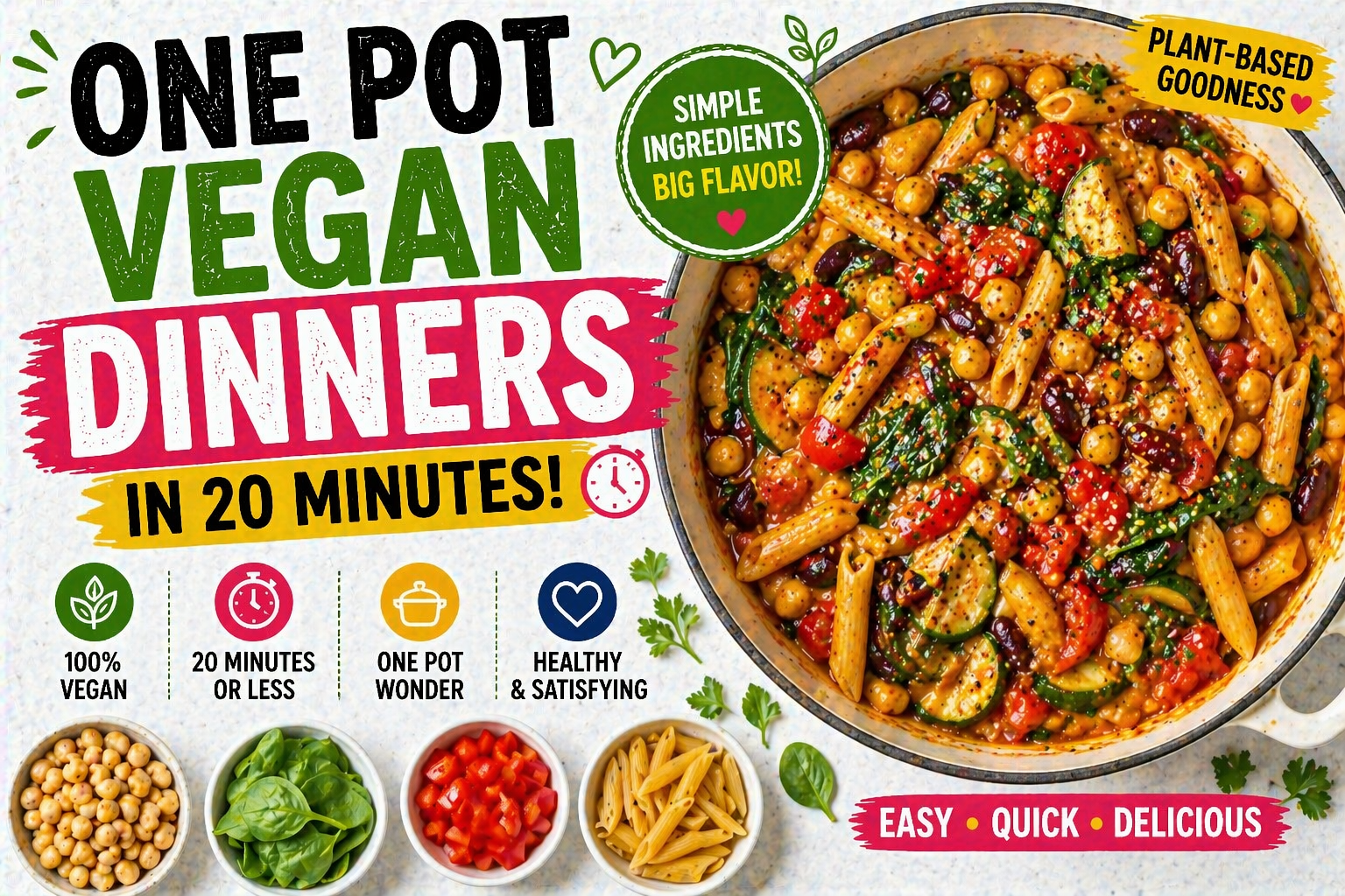 One Pot Vegan Dinners in 20 Minutes
