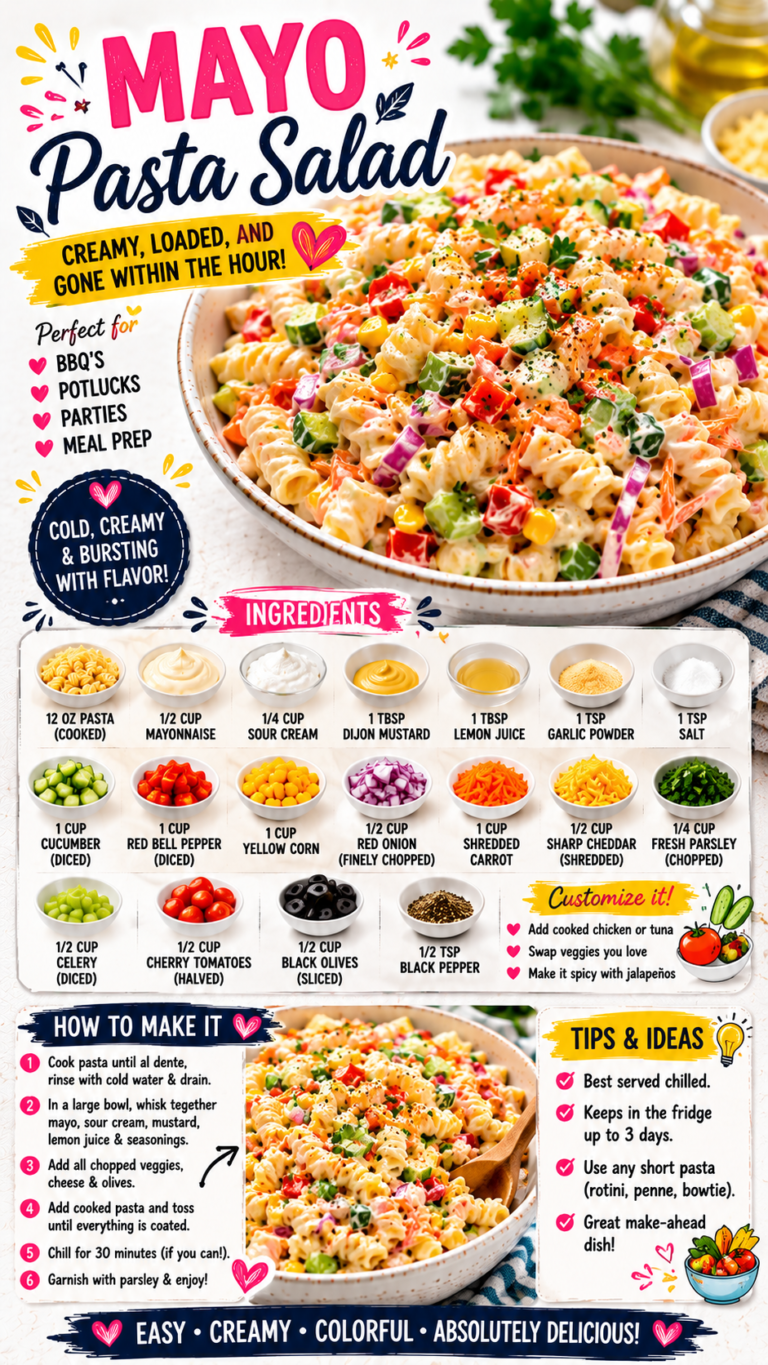 Mayo Pasta Salad (Creamy, Loaded, and Gone Within the Hour)