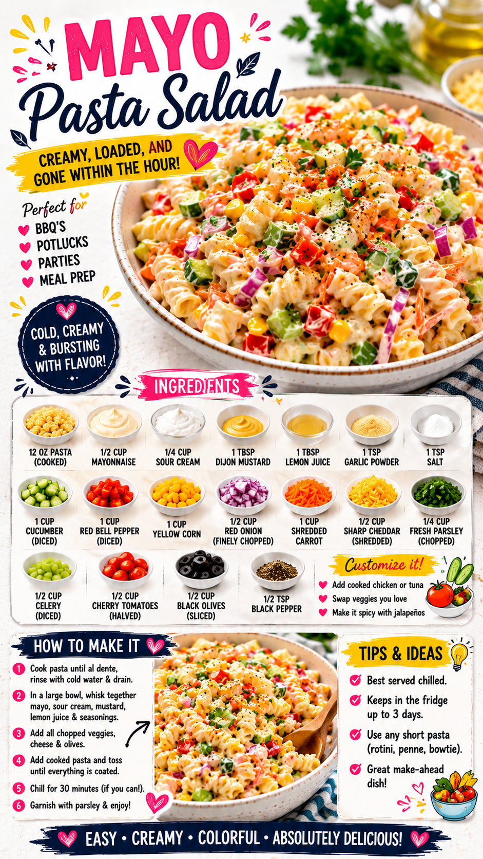 Mayo Pasta Salad (Creamy, Loaded, and Gone Within the Hour)